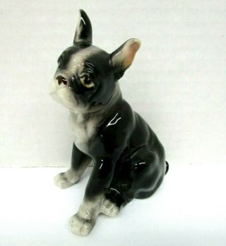 Vintage Boston Terrier Sitting Dog Figurine Made In Japan Black And White