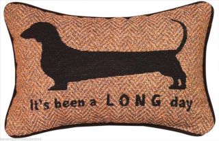 Pillows - " Its Been A Long Day " Woven Dachshund Pillow - Gifts For Dog Lovers