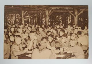 Vintage Postcard Artvue Boy Scouts Troop Dining Hall Camp Nobebosco Jersey 1