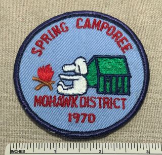 Vintage 1970 Mohawk District Boy Scout Spring Camporee Patch Bsa Dp Snoopy ?