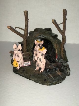 Vintage 2000 Tom Sanders Pottery Coal Mining Pigs Figurine