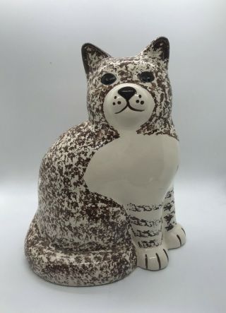 Crafty Bee Vintage Ceramic Brown White Cat Figurine