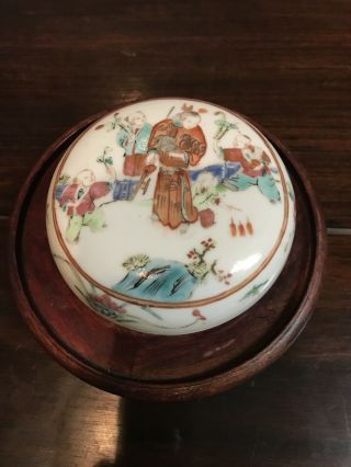 Antique Chinese Republic Period Porcelain Seal Box Signed And Wax Seal