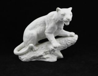 Leopard All White Porcelain Vintage Figurine By Aldon Accessories 1973 Nyc