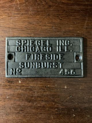 Antique Cast Iron Fireside Mark Plaque Sign,  Chicago Ill.
