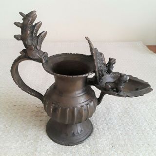 Antique Bronze Indian Hindu Ganesh Oil Lamp