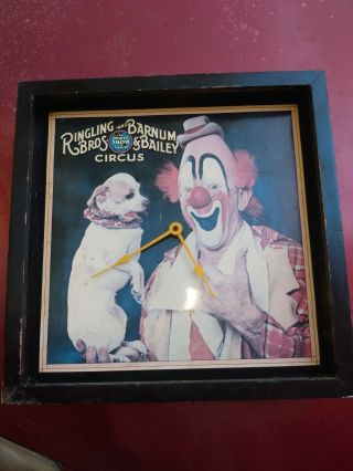 Vintage Ringling Brothers Barnum And Bailey Circus Clown Wall Clock