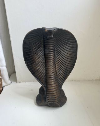 Antique Vintage Asian Wood Carved Cobra Snake Ornament Figurine Egyptian