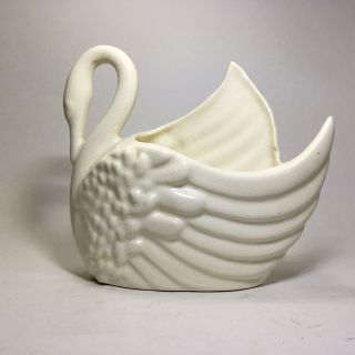 White Swan Planter Vase Porcelain Vintage Ceramic Bird 6.  5 "