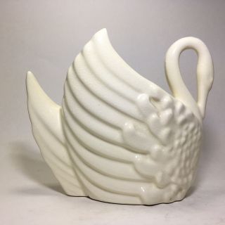 White Swan Planter Vase Porcelain Vintage Ceramic Bird 6.  5 