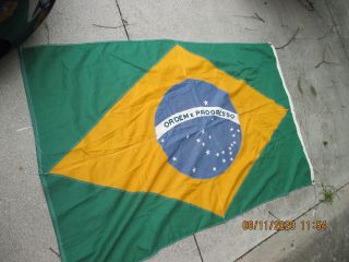 Vintage Brazil Heavy Cotton Flag 4 X 6