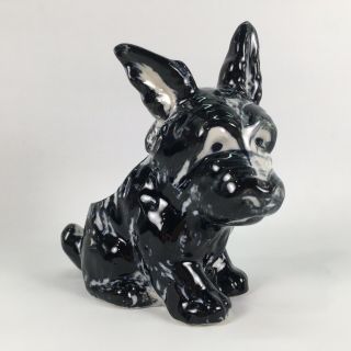 Vtg Ceramic Scottie Terrier Dog Planter Black / White " Made In Occupied Japan "