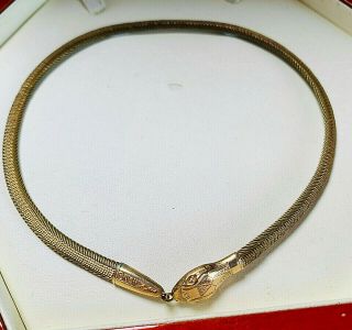 Vintage Art Deco Rolled Gold Snake/serpent Ouroboros Necklace