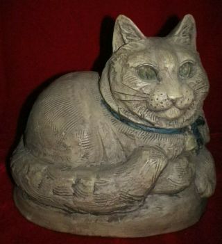 Stone Bunny Telle M Stein Large Resting Cat Hand Finished Kitty Cat