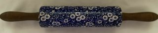 Blue Calico China Vintage Crownford Staffordshire England Rolling Pin Full Size
