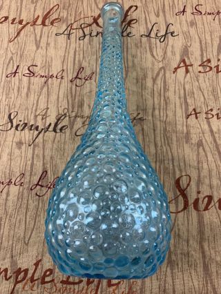 Vntg Genie Bottle Decanter Blue Bubble Glass - Empoli 2