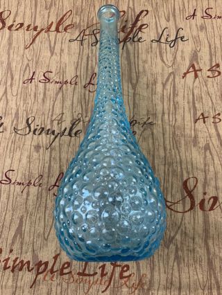 Vntg Genie Bottle Decanter Blue Bubble Glass - Empoli 3