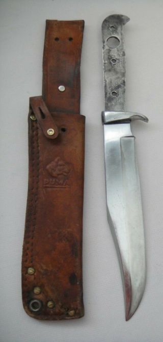 Vintage Puma 6396 Bowie Knife Finger Guard - No Handle,  Leather Sheath 2