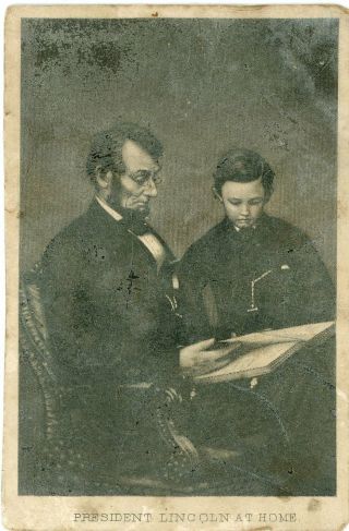 Cdv Abraham Lincoln & Son Tad C.  1864 Presidential Campaign