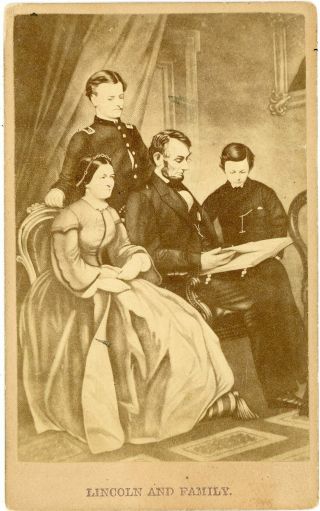 Cdv Abraham Lincoln & Family C.  1864 Presidential Campaign Maine Backmark