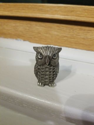 Rare Very Small Pewter Owl By Madison Wisconsin Artist Clarence Cameron