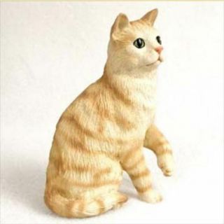 Shorthaired Red Tabby Cat Figurine Statue Hand Painted Resin Gift