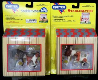 Breyer Stablemates Paint Stallion & Foal & Pinto Stallion & Foal,  In Package