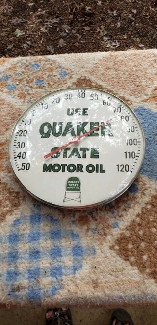 Vintage 1950 - 1960’s Quaker State Motor Oil Advertisement Thermometer