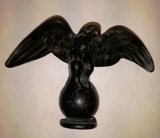 Vintage Bronze Plated Over Solid Brass Metal Eagle Flag Pole Topper Finial Heavy