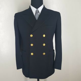 True Vintage U.  S.  Maritime Service Uniform 100 Wool Fit Us Size 36 - 38 Reg