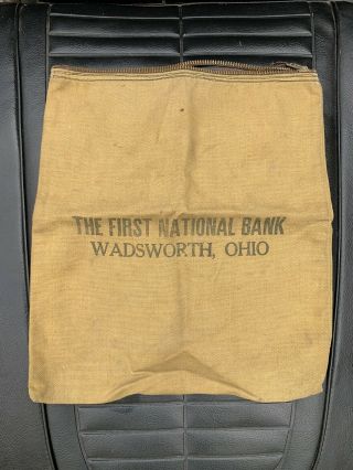 Vintage First National Bank Wadsworth Ohio Deposit Bag