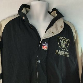 Vintage Pro Line Oakland Raiders Starter Jacket LA Vegas NFL NO Hood Black XL 2