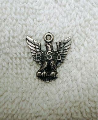 Vintage Sterling Bsa Eagle Boy Scouts Of America Charm Pendant 1950 - 1960s Silver