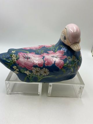 Vtg Oriental Imari - Style Hand Painted Duck Figurine