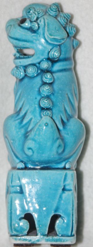 Chinese Late Qing (1900 - 1915) Turquoise Blue Glaze Porcelain Foo Dog Figure 3