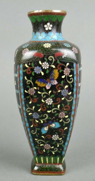 Fine Antique Japanese Meiji Period Cloisonne Enamel Butterfly Vase