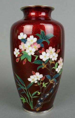 Fine Old Japanese Cloisonne Enamel San - O Silk Co Ikebana Vase