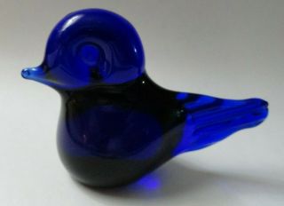 Vintage Blown Glass Colbalt Blue Bird Figurine Signed Bosse