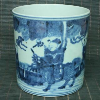 Chinese Exquisite Handmade Blue And White Porcelain Brush Pots 54455