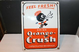 Vintage Orange Crush - Crushy - Porcelain Advertising Sign