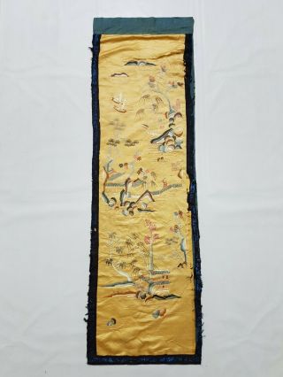 Antique Chinese Silk Hand Embroidery Wall Hanging Panel 130x40cm