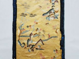 Antique Chinese Silk Hand Embroidery Wall Hanging Panel 130x40cm 3