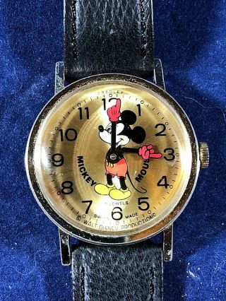 Vintage Disney Bradley | Swiss Mickey Mouse Windup Watch | Leather