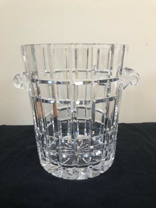 Vintage Cut Crystal Champagne Bucket With Scroll Handles