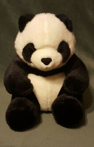 10 " Aurora World Soft A & A Plush Black White Sitting Panda Bear Stuffed Animal