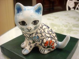 3 " Tall Vintage Porcelain Ceramic Cat Kitten Figurine Signed