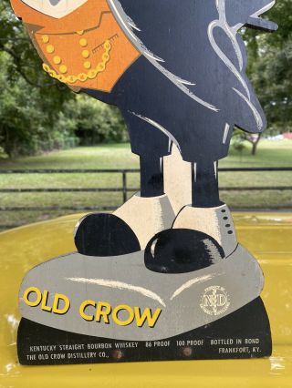 Antique 1940 ' s Old Crow Whiskey Wooden Standee 20 