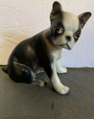 Vintage Porcelain Lefton Boston Terrier Dog H691