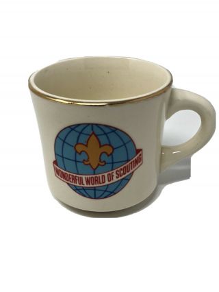 Vintage Wonderful World Of Scouting Boy Scout Coffee Cup Mug 1970’s Made In Usa