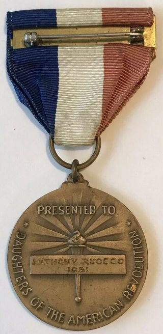 Vintage 1951 Daughters of the American Revolution Good Citizenship Award Medal 2